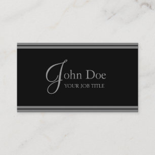Tarjeta De Visita ¡YourJobTitle! Rayas negras/de plata elegantes