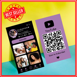 Tarjeta De Visita YouTube Lilac Influencer Vlogger Creador Código QR
