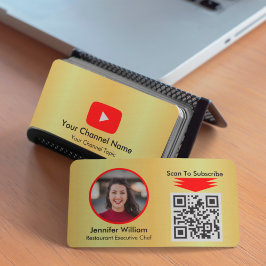 Tarjeta De Visita Youtube Vlogger Golden Y Simple QR Code