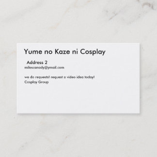 Tarjeta De Visita Yume ningún ni Cosplay, dirección 2 de KAZe,