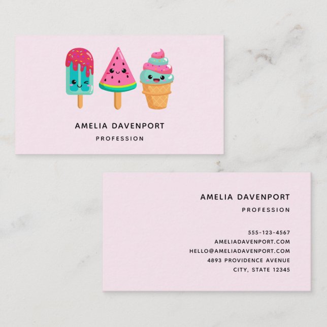 Tarjeta De Visita Yummy Ice Cream Triam Summer Vibe (Anverso / Reverso)