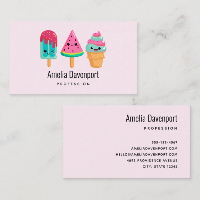 Tarjeta De Visita Yummy Ice Cream Triam Summer Vibe (Anverso / Reverso)