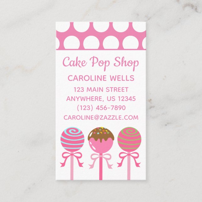 Tarjeta De Visita Yummy Pink Cakes Business Calling (Anverso)