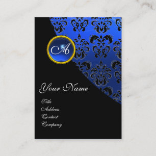 TARJETA DE VISITA ZAFIRO AZUL DAMA NEGRO MONOGRAMA