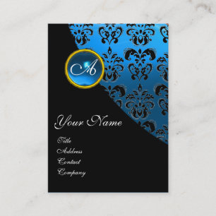 TARJETA DE VISITA ZAFIRO AZUL DAMA NEGRO MONOGRAMA