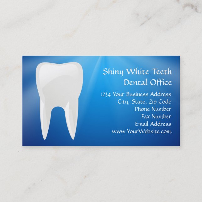 Tarjeta De Visita Zambullida azul dental u oficina del dentista (Anverso)