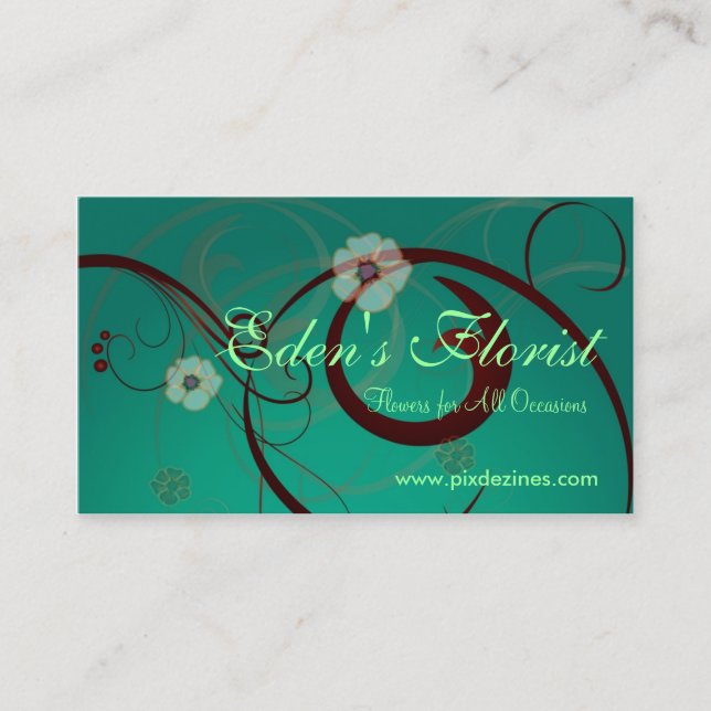 Tarjeta De Visita Zanahorias florales, verde Verde azulado (Anverso)