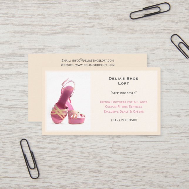 Tarjeta De Visita Zapatos de moda blanca para mujeres tacones altos  (Anverso/Reverso In Situ)