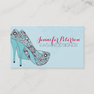Tarjeta De Visita Zapatos de tacón alto florales elegantes diseñador