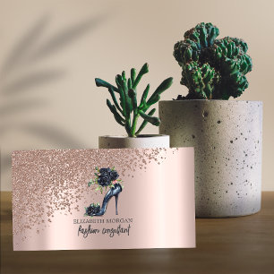 Tarjeta De Visita Zapatos negros elegantes de tacón alto con rosas y