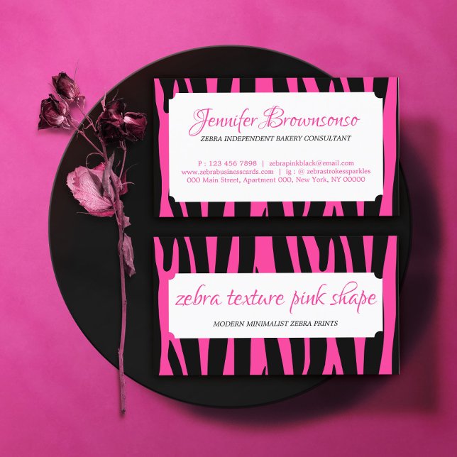 Tarjeta De Visita Zebra Sprinkles Textura Forma rosada Marco (Subido por el creador)