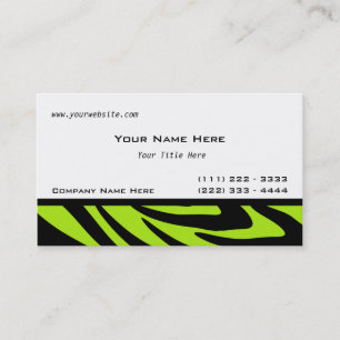 Tarjeta De Visita Zebra Stripes Lime Green