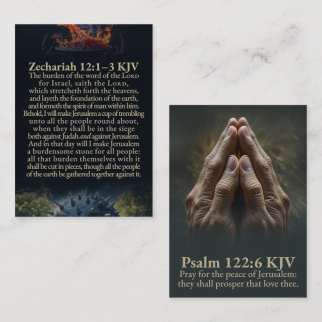 Tarjeta De Visita Zechariah 12:1-10 and Psalm 122:6 KJV Card (Anverso / Reverso)