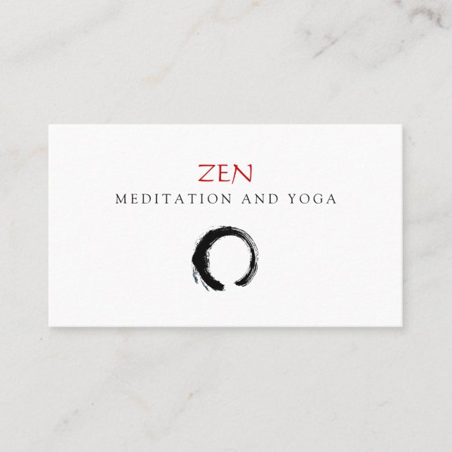 Tarjeta De Visita Zen Circle Enso Yoga y Budismo de Meditación 3 (Anverso)