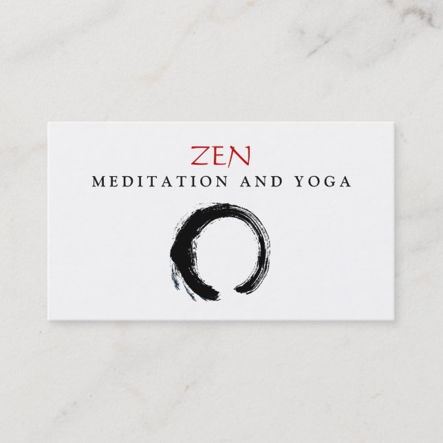 Tarjeta De Visita Zen Circle Enso Yoga y Budismo de Meditación 3 (Anverso)