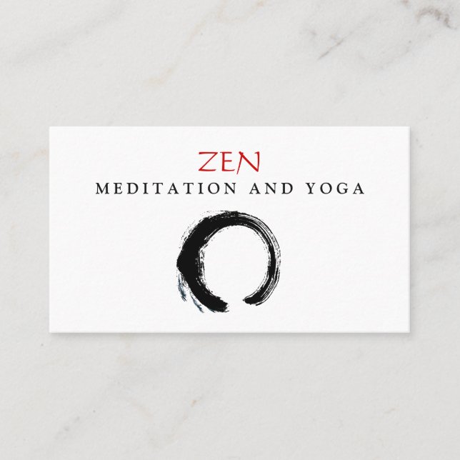 Tarjeta De Visita Zen Circle Enso Yoga y Budismo de Meditación 3 (Anverso)