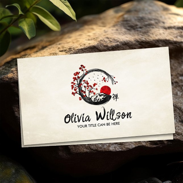 Tarjeta De Visita Zen Enso Circle Sakura Tree sun (Subido por el creador)