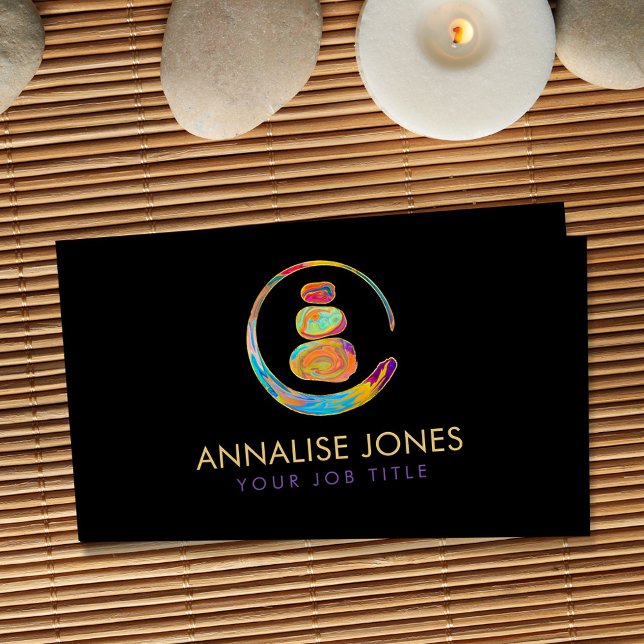 Tarjeta De Visita Zen Enso Circle y Zen stones - Marble and Gold (Subido por el creador)