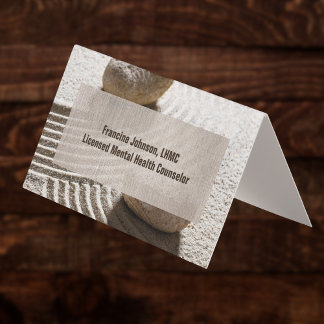 Tarjeta De Visita Zen Sand Labrynth and Stones with Faux Linen