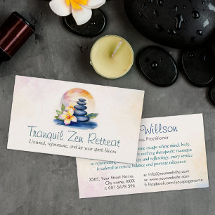 Tarjeta De Visita Zen Serenity Spa Watercolor Art