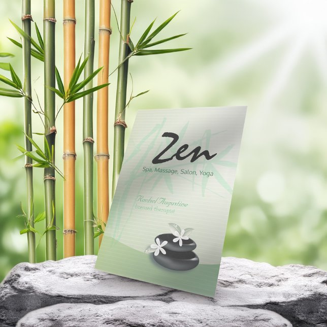 Tarjeta De Visita ZEN Stone Bamboo YOGA SPA Salón de belleza (Subido por el creador)