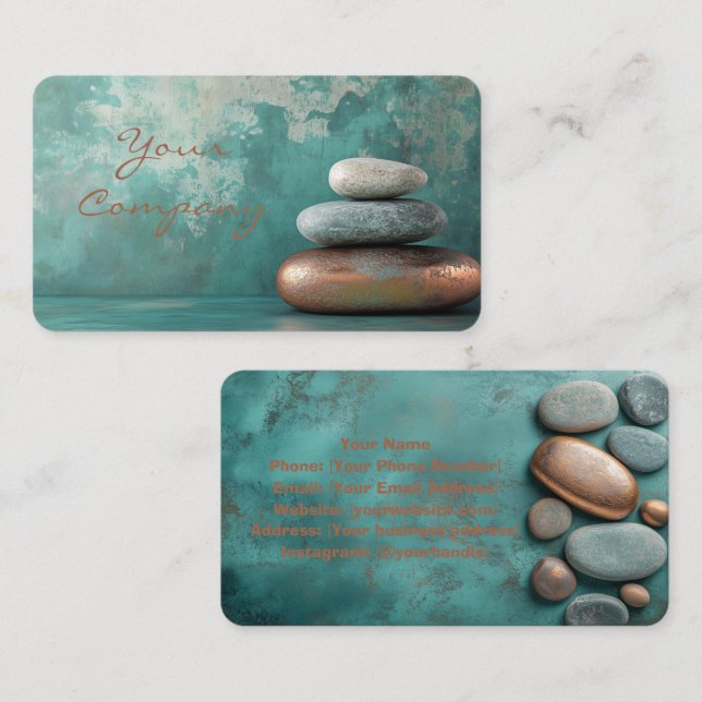 Tarjeta De Visita Zen Stones Spa Wellness Tranquility and Balance (Anverso / Reverso)