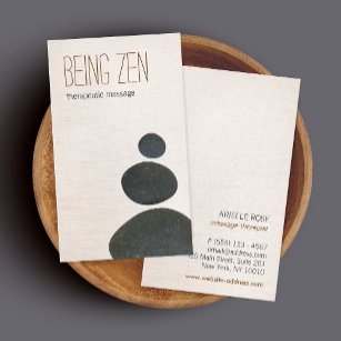 Tarjeta De Visita Zen Stones Terapia de Masaje y Profesora de Medita