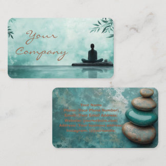 Tarjeta De Visita Zen Stones Yoga Fitness Turquoise copper