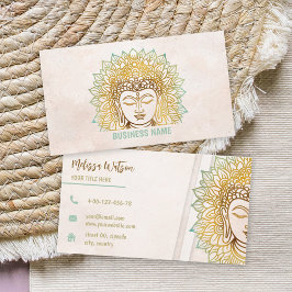 Tarjeta De Visita Zen tonos neatrales buddha estudio de yoga