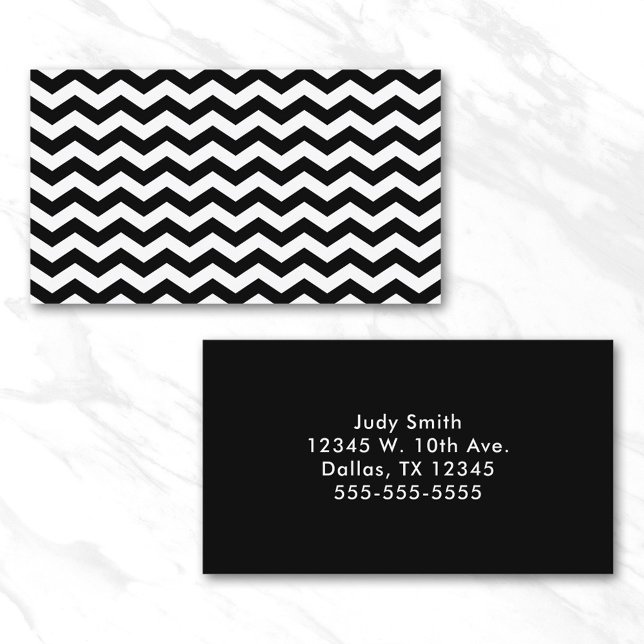 Tarjeta De Visita Zig Zag blanco y negro (White and Black Zig Zag Business Card)