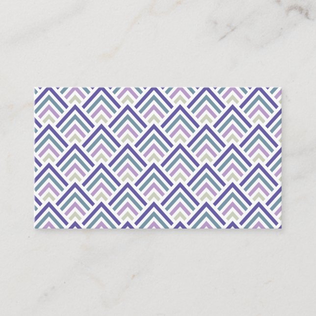 Tarjeta De Visita Zigzag geométrico púrpura y verde azulado elegante (Anverso)