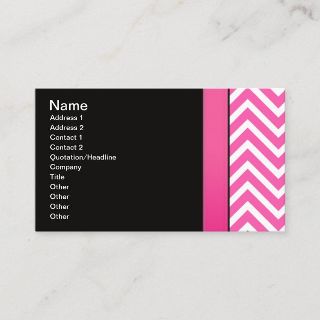 Tarjeta De Visita Zigzag rosado y negro (Anverso)