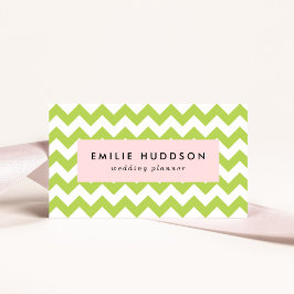 Tarjeta De Visita Zigzag verde, Chevron verde, patrón geométrico
