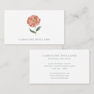Tarjeta De Visita Zinnia Floral Femenina Personalizada Acuarela