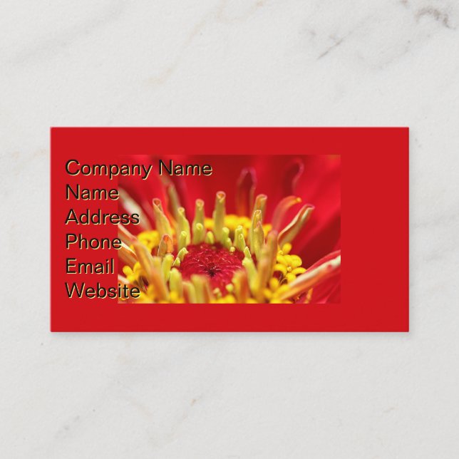 Tarjeta De Visita Zinnia Flower Heart (Anverso)