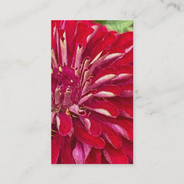 Tarjeta De Visita Zinnias Rojas Modernas (Anverso)