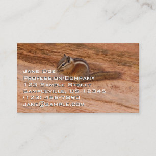 Tarjeta De Visita Zion Chipmunk sobre las rocas rojas