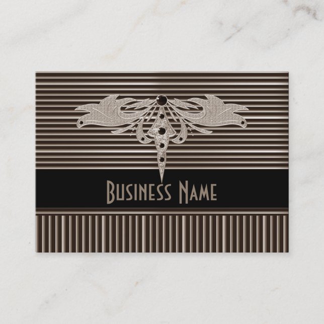 Tarjeta de visita Zizzago Black Gold Biege Art Dec (Anverso)