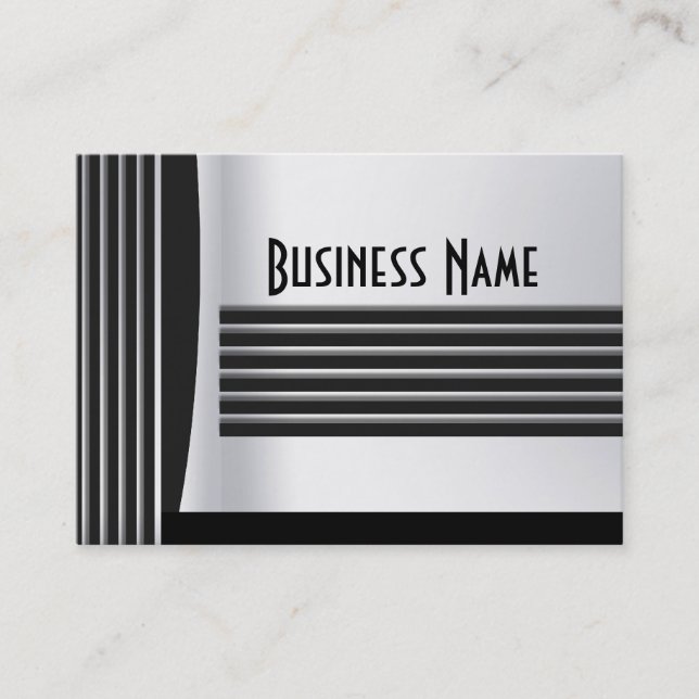 Tarjeta de visita Zizzago Black Silver Art Deco (Anverso)