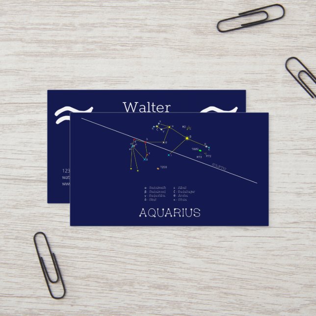 Tarjeta De Visita Zodiac Constellation Aquarius (Anverso/Reverso In Situ)