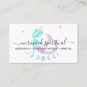 Tarjeta De Visita zodiaco espiritual ombre azul verde rosa Sirena
