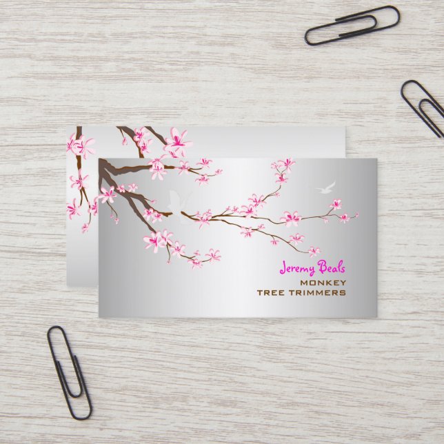Tarjeta De Visita Zonas pixDezines sakura/adornos rosados de cerezos (Anverso/Reverso In Situ)