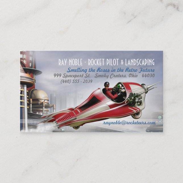 Tarjeta De Visita Zooming Retro Rocket Business Cards (Anverso)