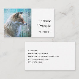 Tarjeta De Visita Zorro de Furry Cute en fondo azul grunge