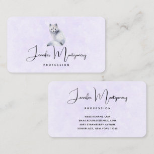 Tarjeta De Visita Zorro nórdico lindo con marcas florales