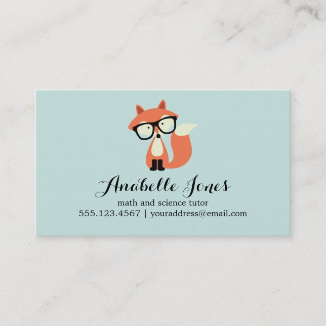Tarjeta De Visita Zorro rojo hipster (Anverso)