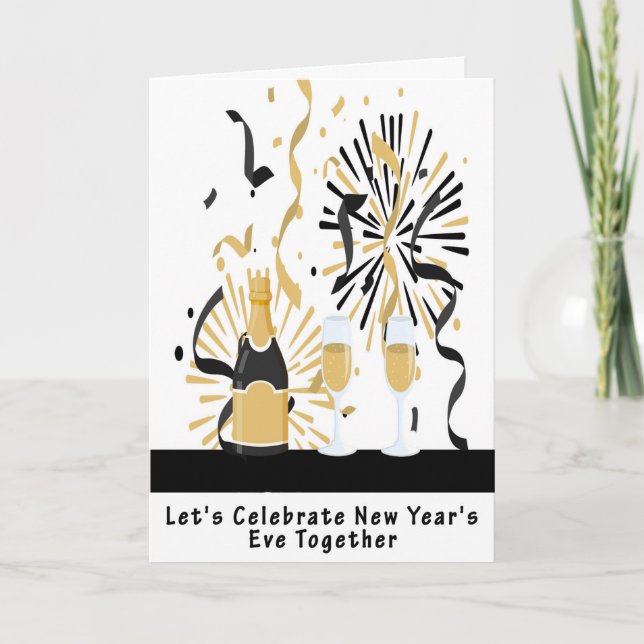 Tarjeta de víspera de Año Nuevo para celebrar junt (Anverso)