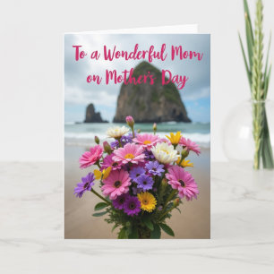 Tarjeta de Vista Costera Floral de Lunares