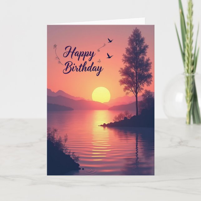 Tarjeta de Vista de Puestas de Sol Alegres (Anverso)