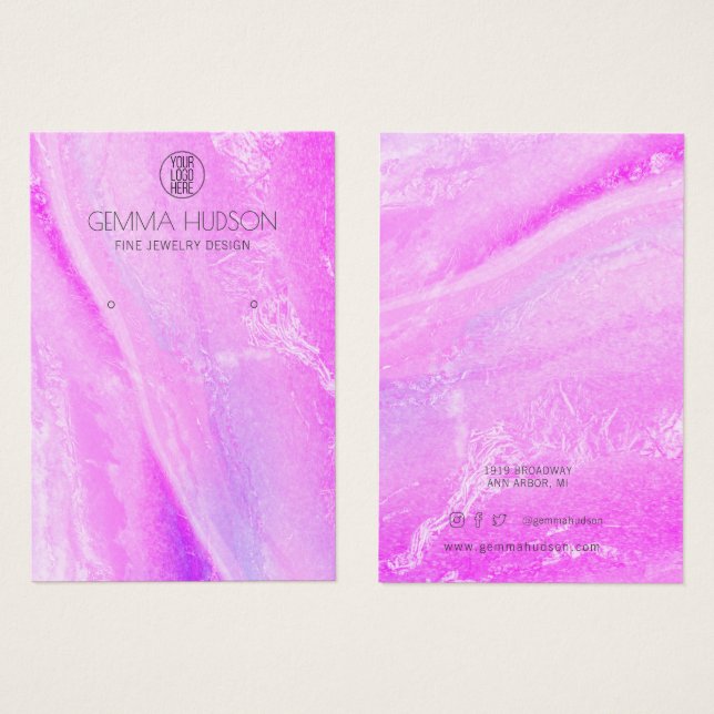 Tarjeta de visualización abstracta rosa y morada (Anverso y reverso)